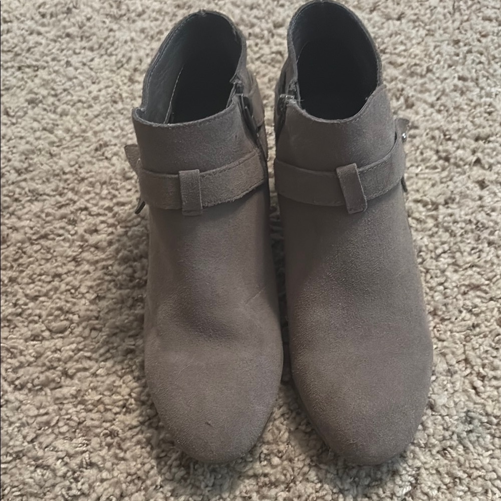 Crown Vintage Gray Ankle Booties with Strap Detail